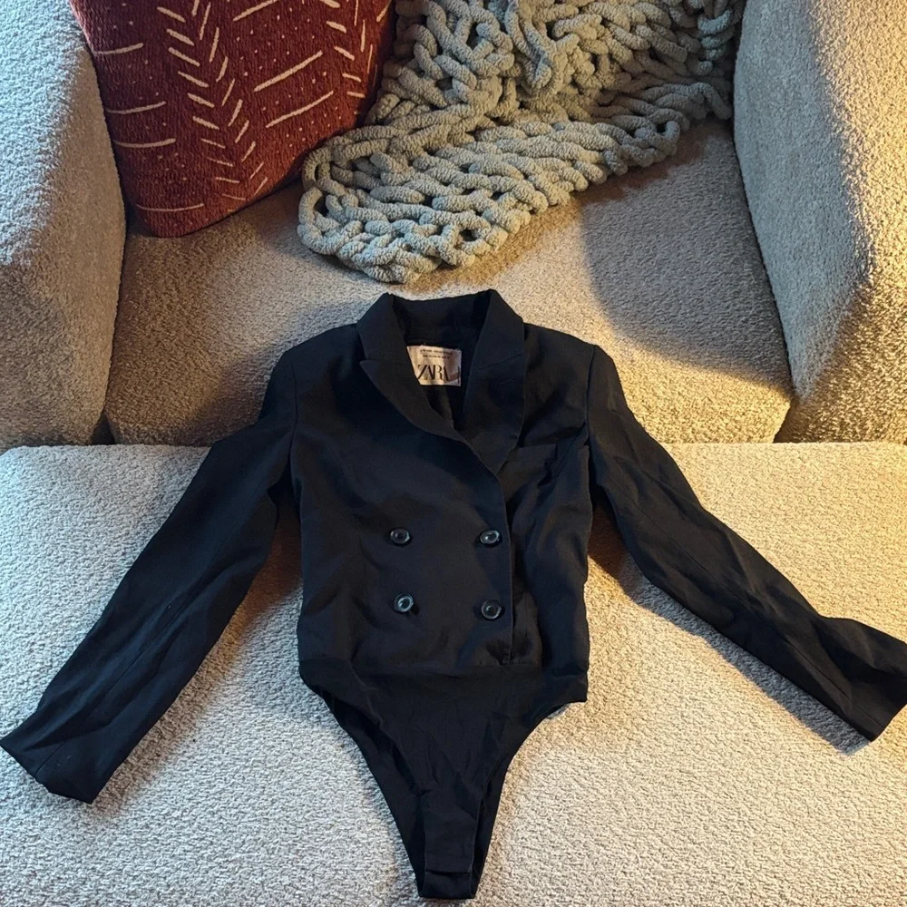 Zara XS Black Blazer Bodysuit - Picture 1 of 10
